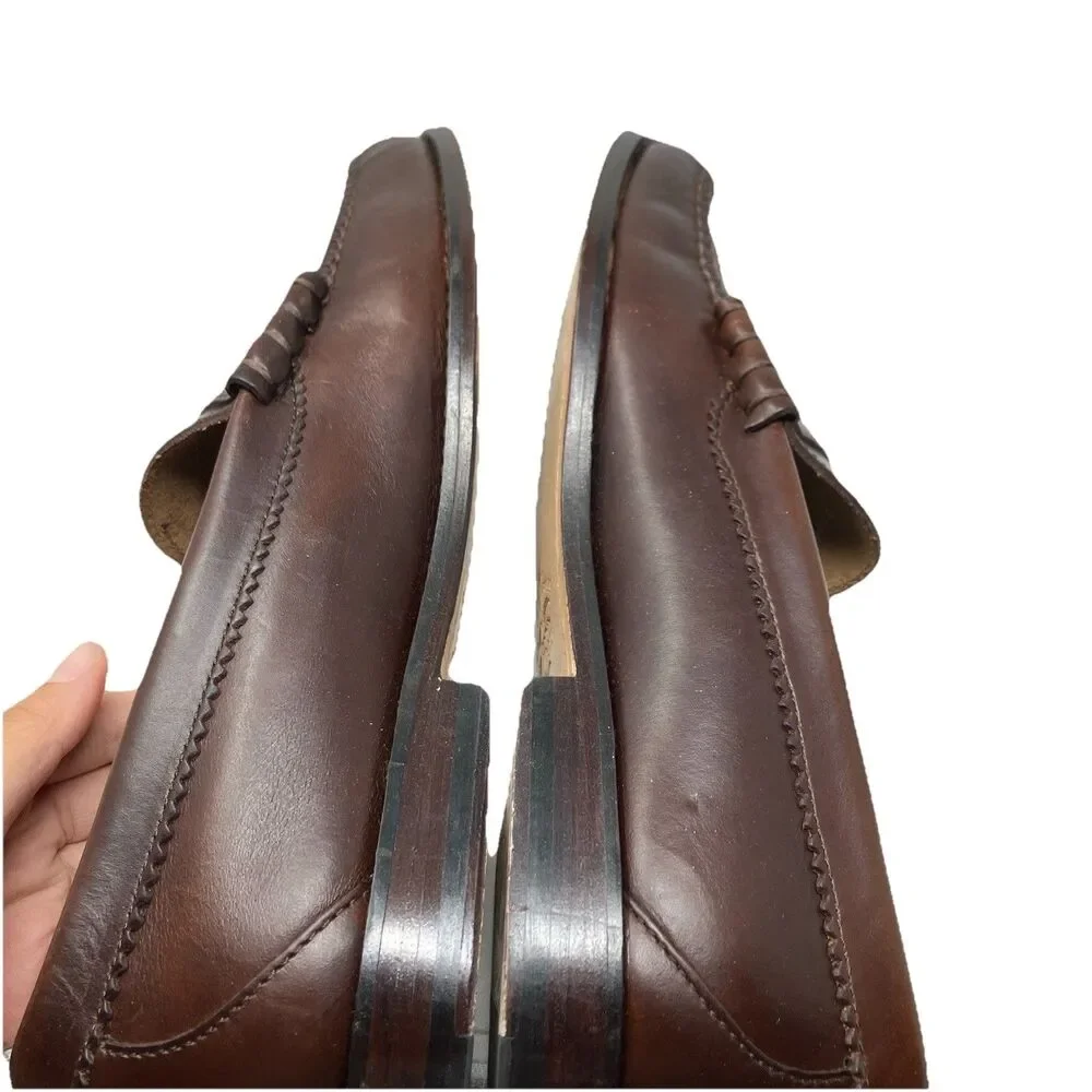 J Crew Camden Loafers Mens 10 Brown Leather Sole Penny Preppy BJ009